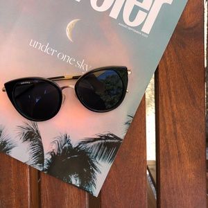 Perverse Oversized Cat Eye Gold Frame Sunglasses